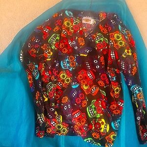 Earth Ragz Crazy Sugar Skulls Fuzzy Cozy Hoodie Hoody sz XL
